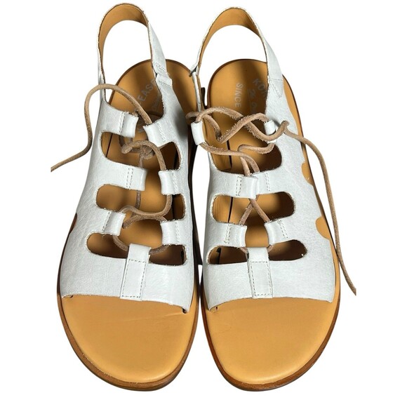 Kork-Ease Pearl Women’s Size‎ 10 White Leather Gladiator Sandals Lace Up Flat - Picture 2 of 9